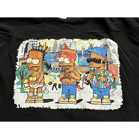 Delta Pro Weight Mens Black Bart Simpson Wutang Tupac Biggie Hip Hop Tshirt XXL - Picture 9 of 9